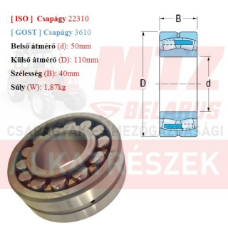 Csapágy 22310 GPZгпз-36